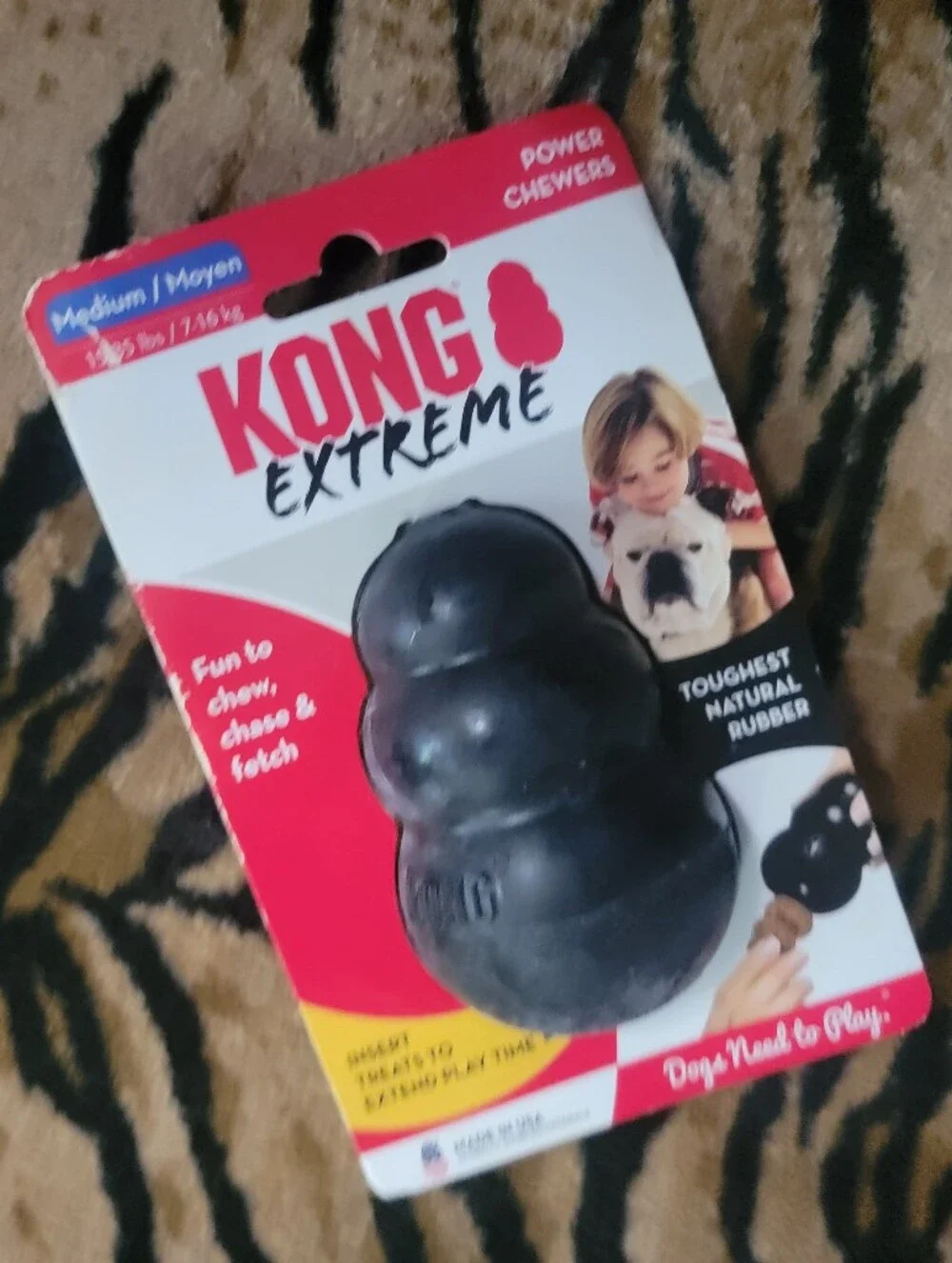 Kong Dog Extreme Black Durable Chew Toy Sz Med